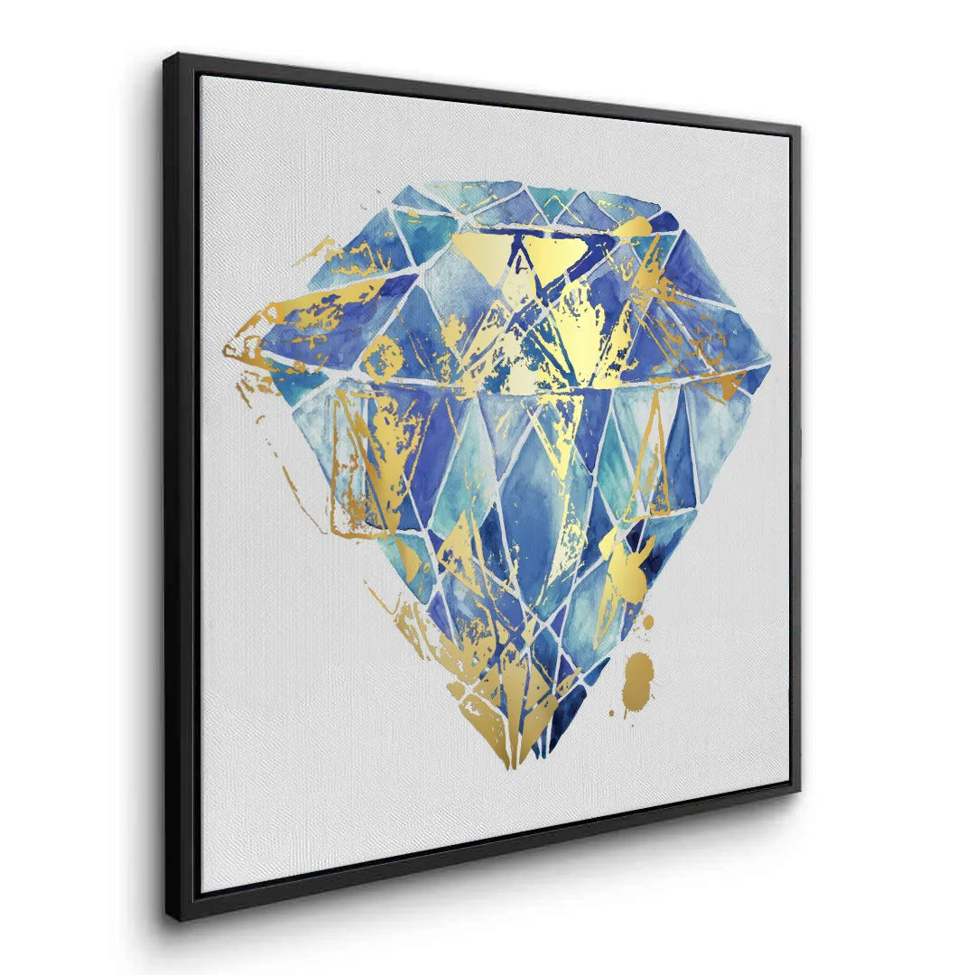 Blue Gold Abstract Diamond - Canvas - Jasmineart.ae