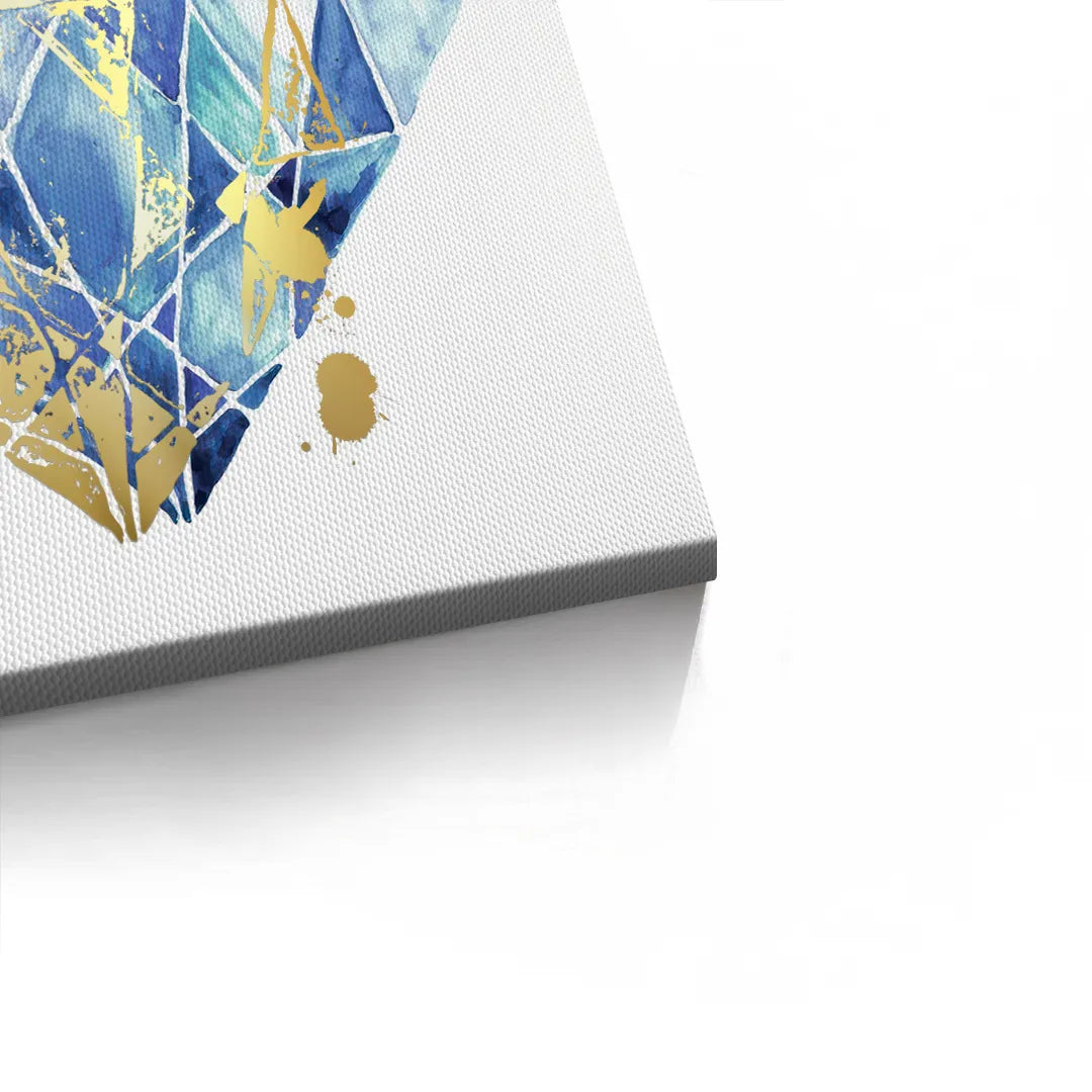 2Blue Gold Abstract Diamond - Canvas