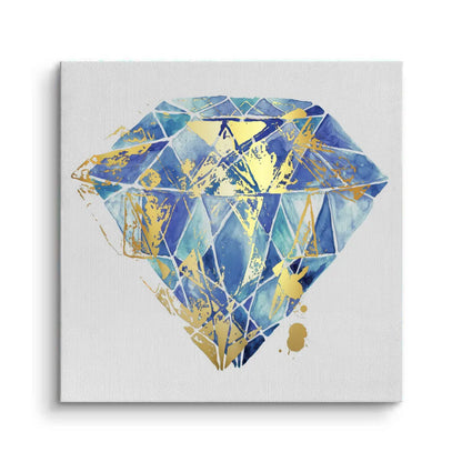 Blue Gold Abstract Diamond - Canvas