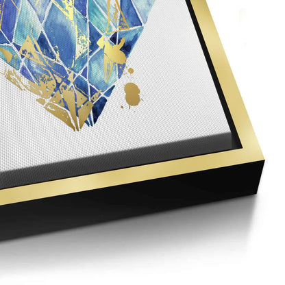 Blue Gold Abstract Diamond - Canvas