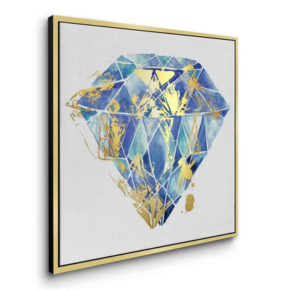 Blue Gold Abstract Diamond - Canvas