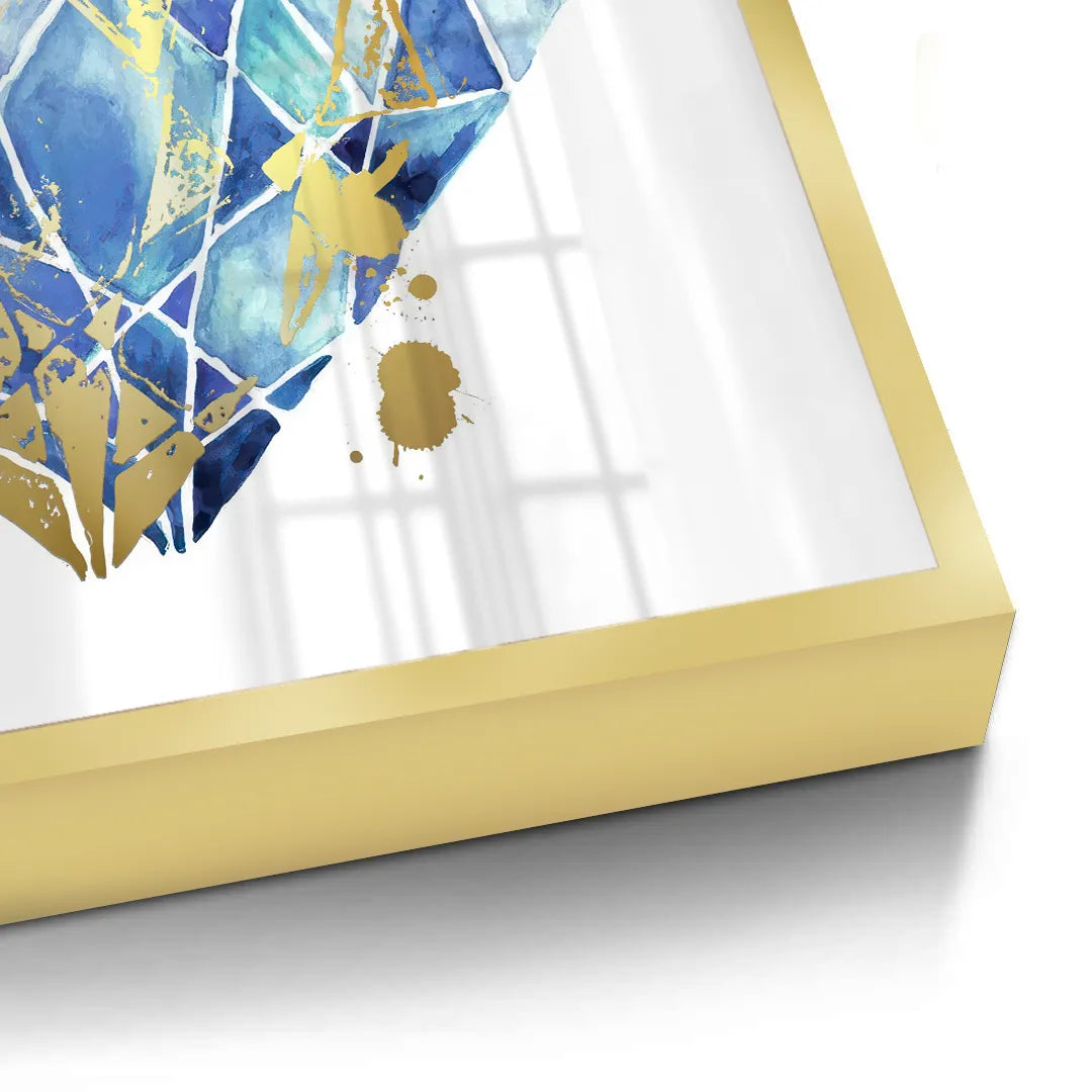 Blue Gold Abstract Diamond - Fine Art - Jasmineart.ae