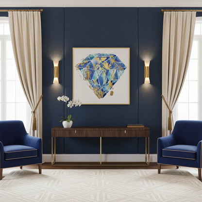 Blue Gold Abstract Diamond - Fine Art