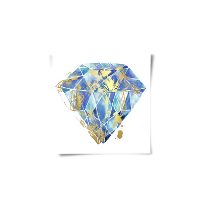 Blue Gold Abstract Diamond - Poster