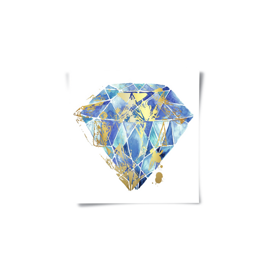 Blue Gold Abstract Diamond - Poster