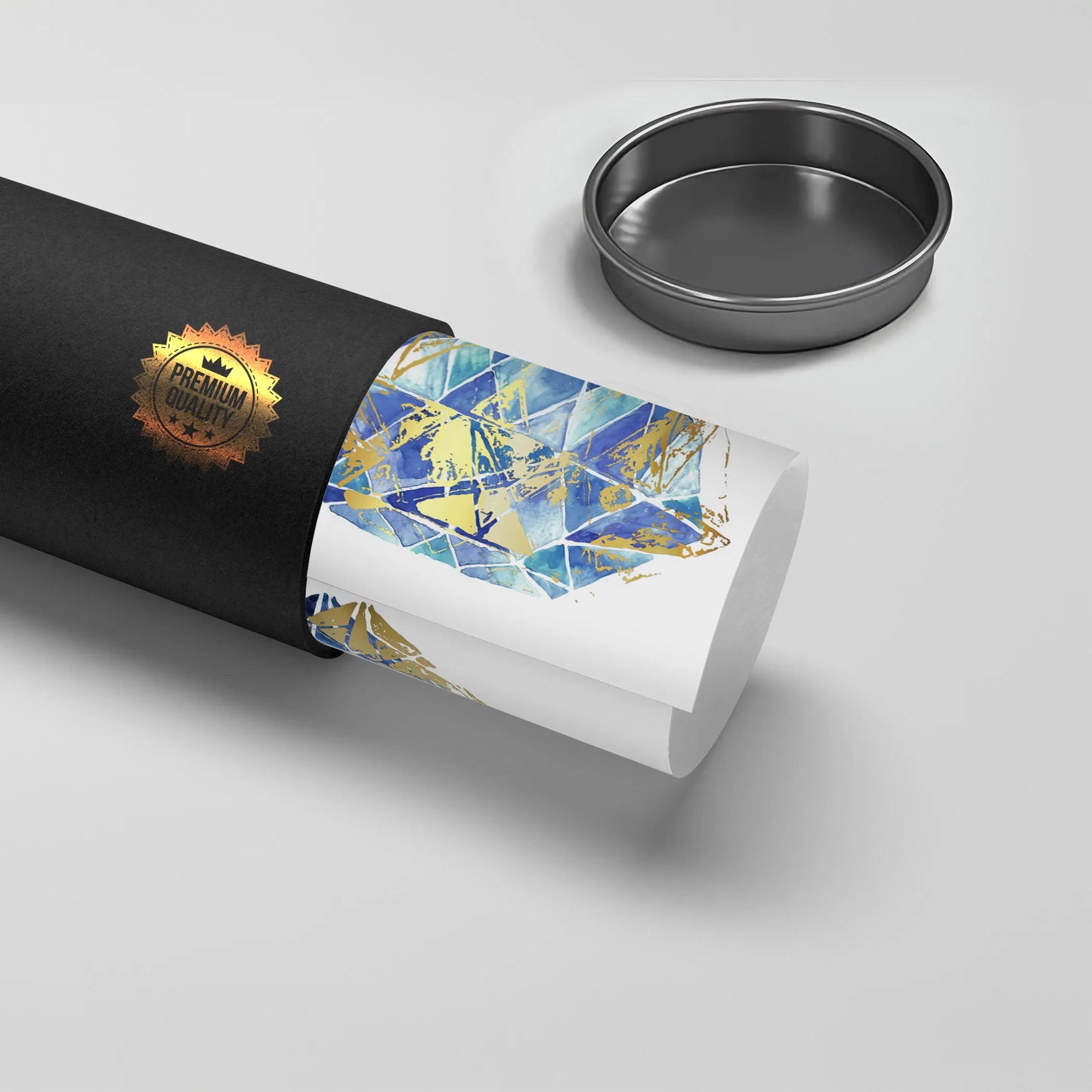 2Blue Gold Abstract Diamond - Poster