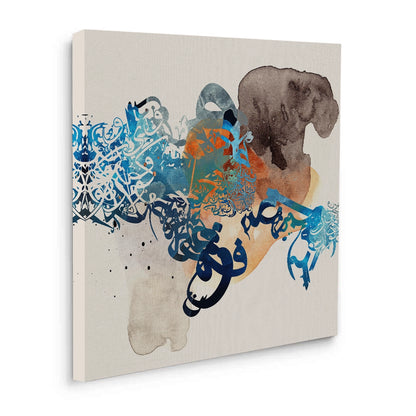 Blue Tide Abstract Calligraphy- Canvas