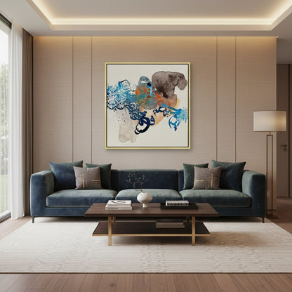 Blue Tide Abstract Calligraphy- Canvas