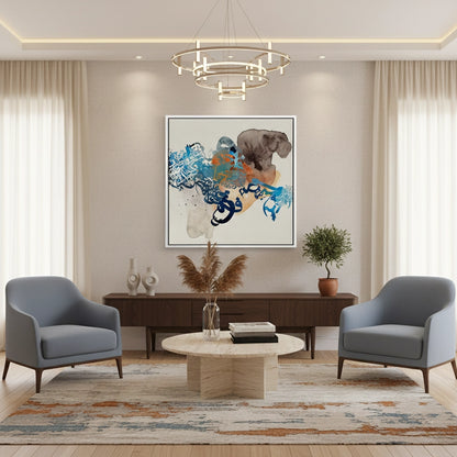 Blue Tide Abstract Calligraphy- Canvas