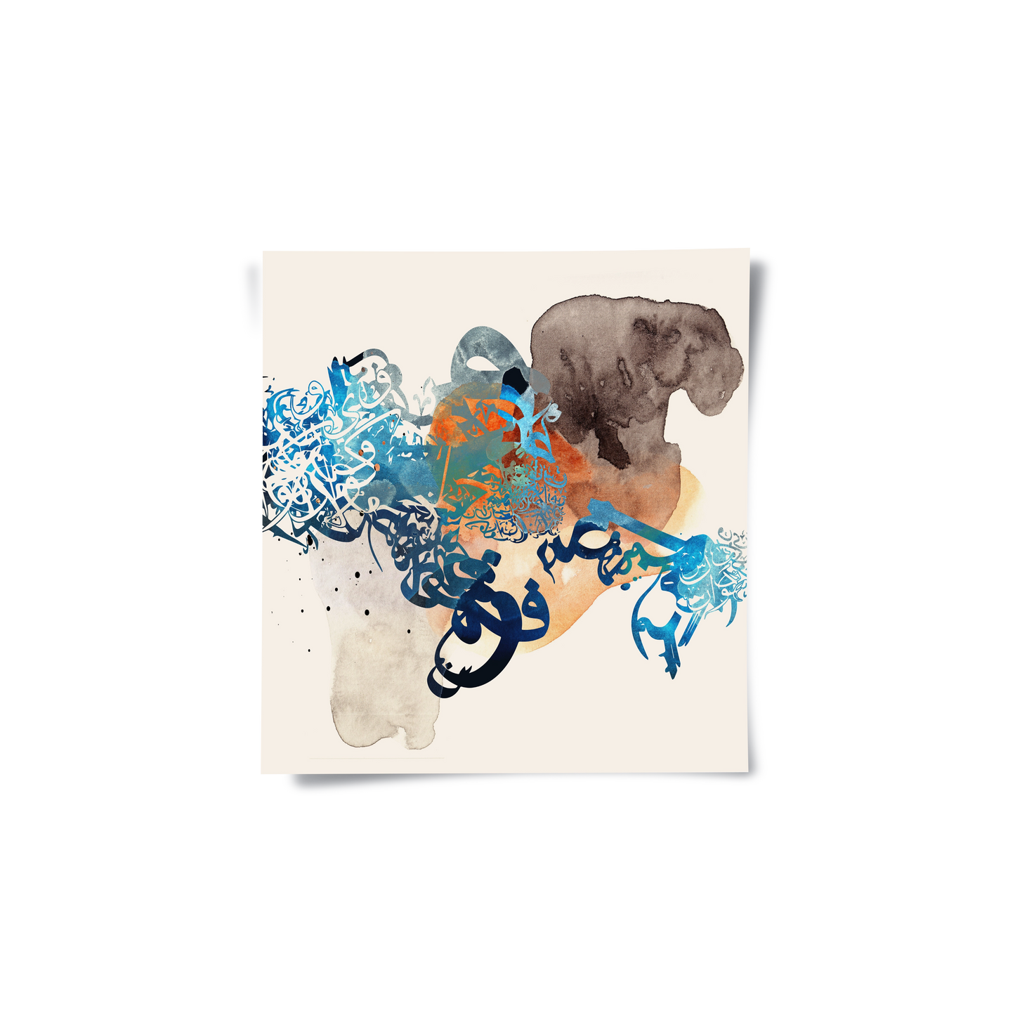 2Blue Tide Abstract Calligraphy - Poster