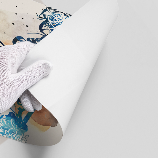 Blue Tide Abstract Calligraphy - Poster