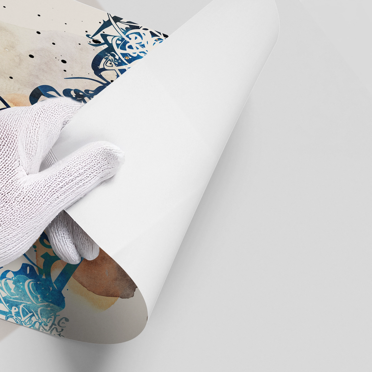 2Blue Tide Abstract Calligraphy - Poster