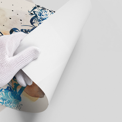 Blue Tide Abstract Calligraphy - Poster