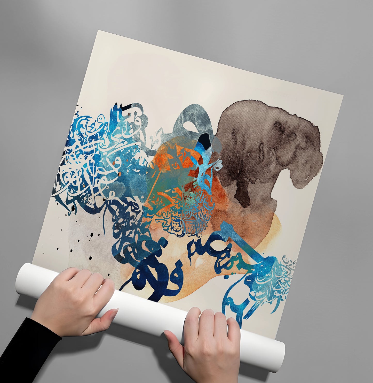 2Blue Tide Abstract Calligraphy - Poster