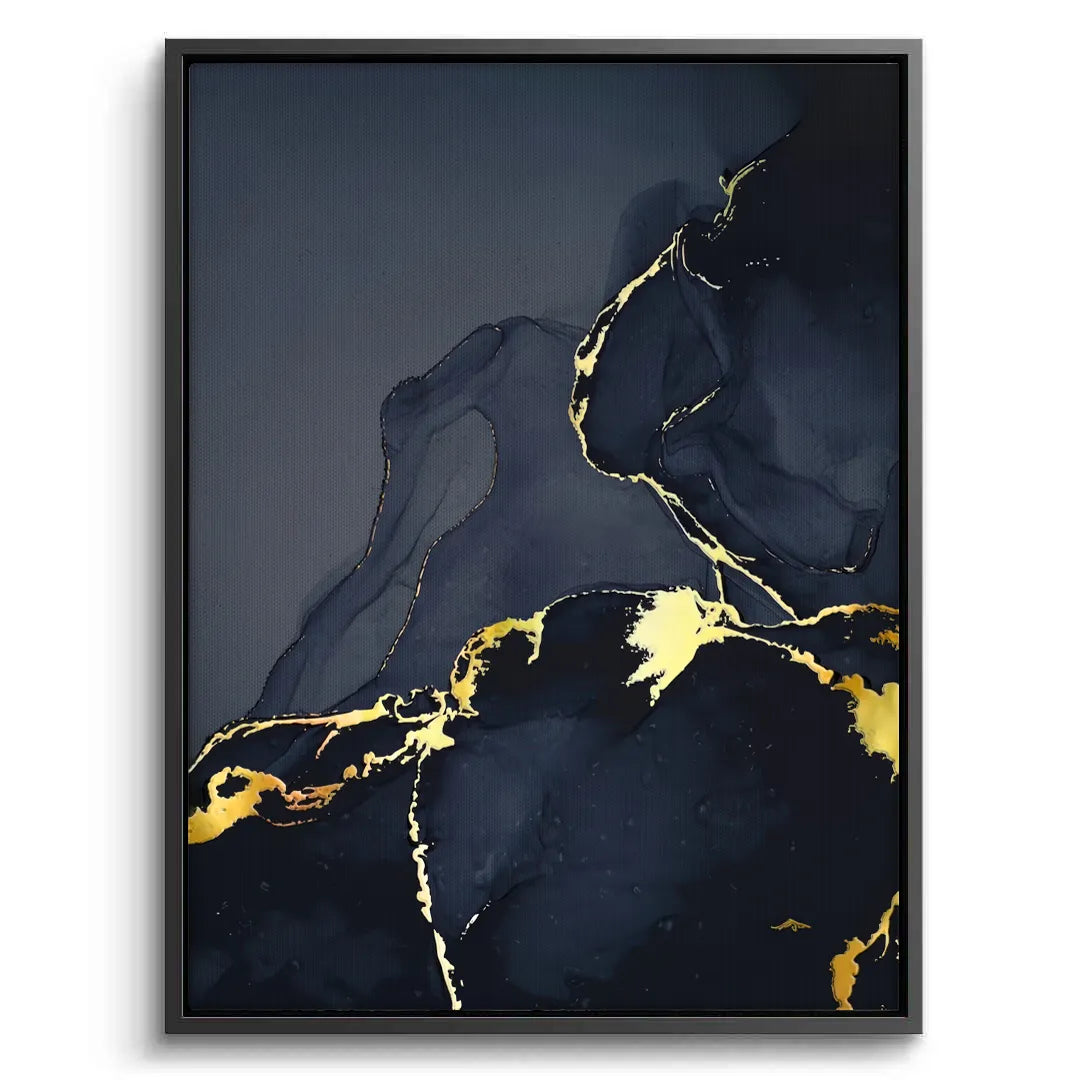 Blue and Gold Abstract - Canvas - Jasmineart.ae