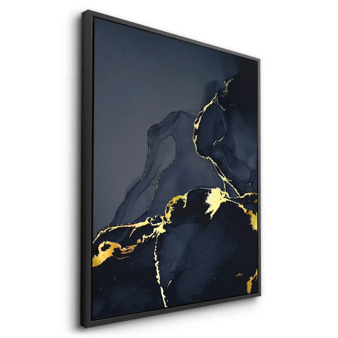 Blue and Gold Abstract - Canvas - Jasmineart.ae