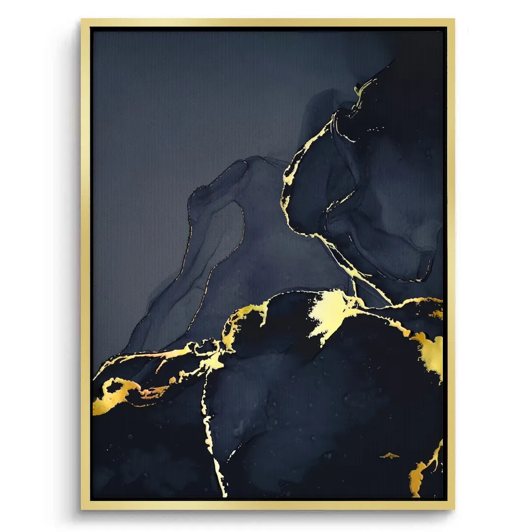 Blue and Gold Abstract - Canvas - Jasmineart.ae