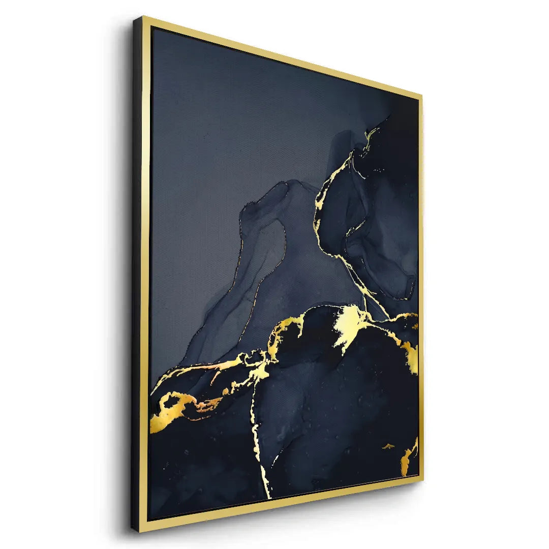 Blue and Gold Abstract - Canvas - Jasmineart.ae