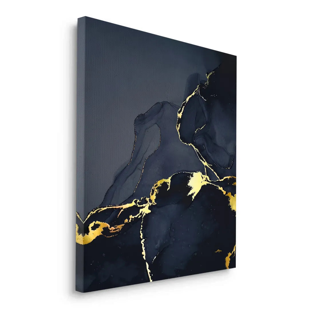 Blue and Gold Abstract - Canvas - Jasmineart.ae