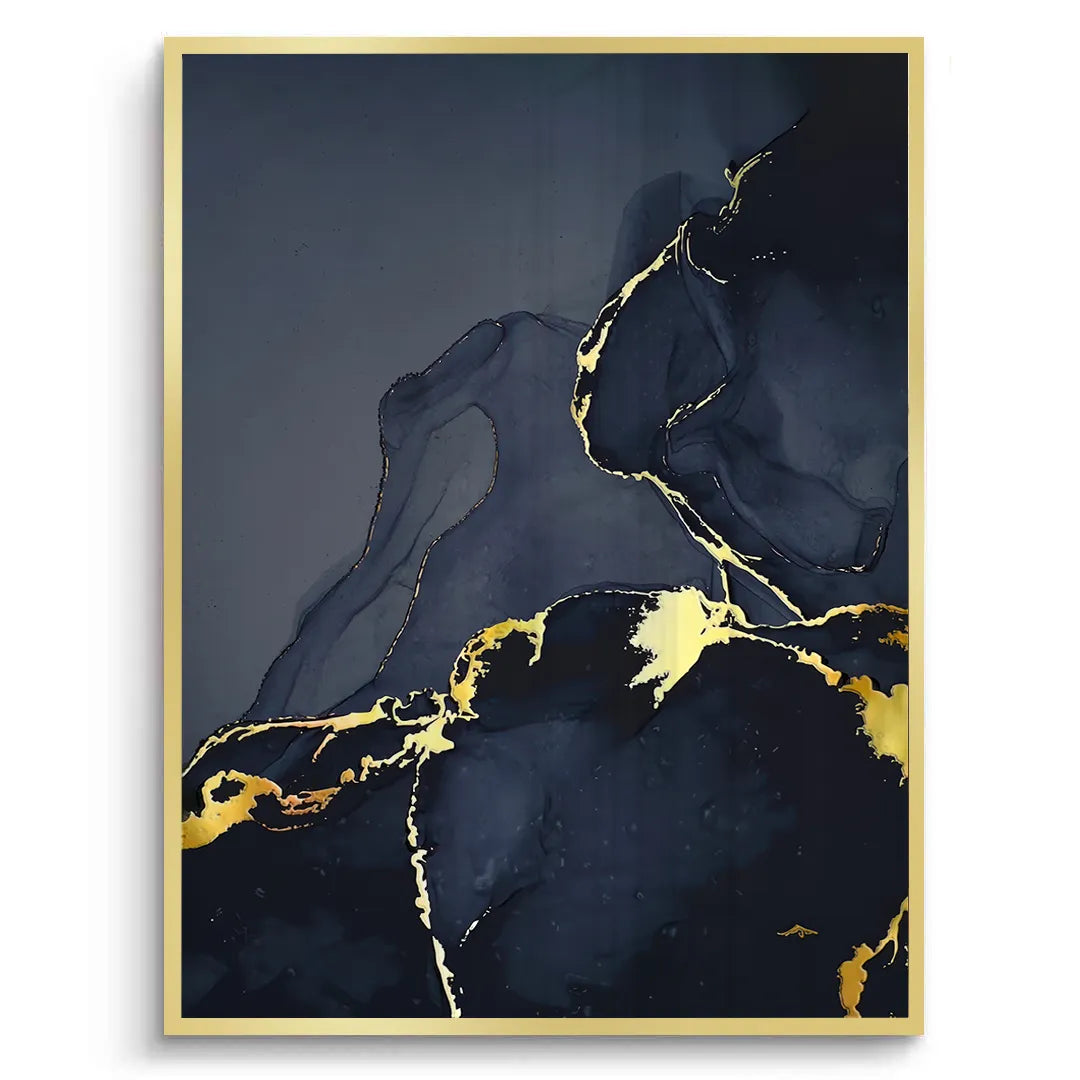 2Blue and Gold Abstract - Fine Art