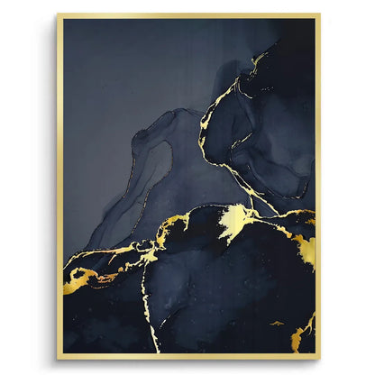 Blue and Gold Abstract - Fine Art