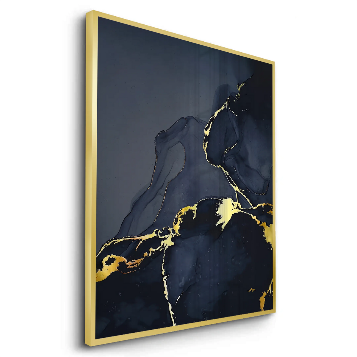 Blue and Gold Abstract - Fine Art - Jasmineart.ae