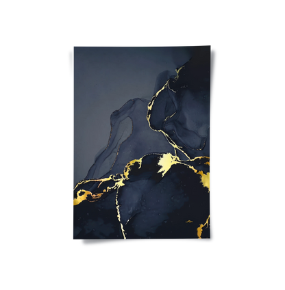 Blue and Gold Abstract - Poster