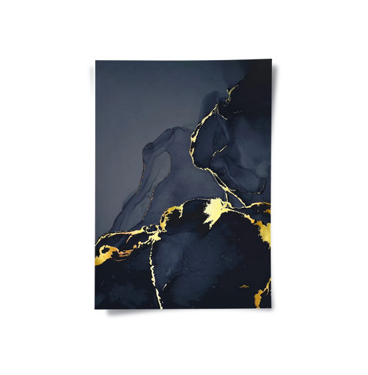 Blue and Gold Abstract - Poster