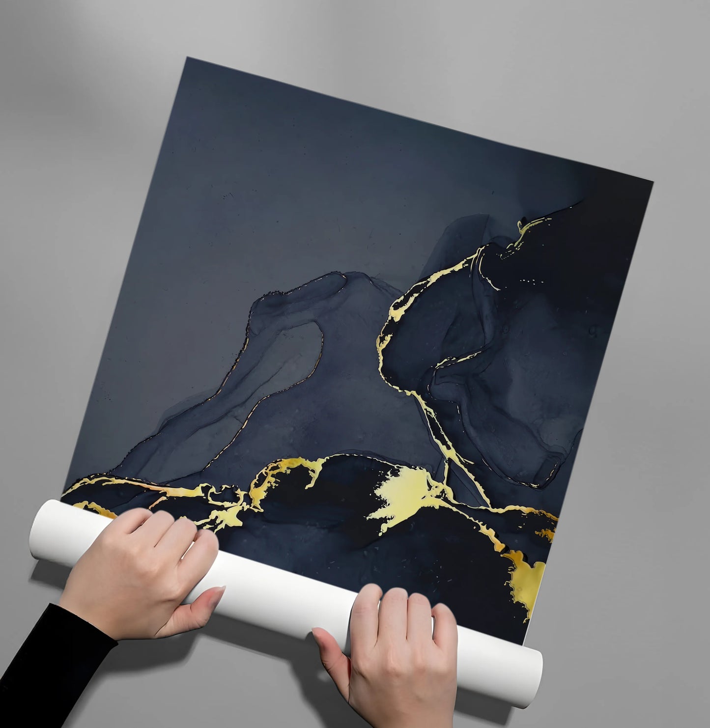 2Blue and Gold Abstract - Poster