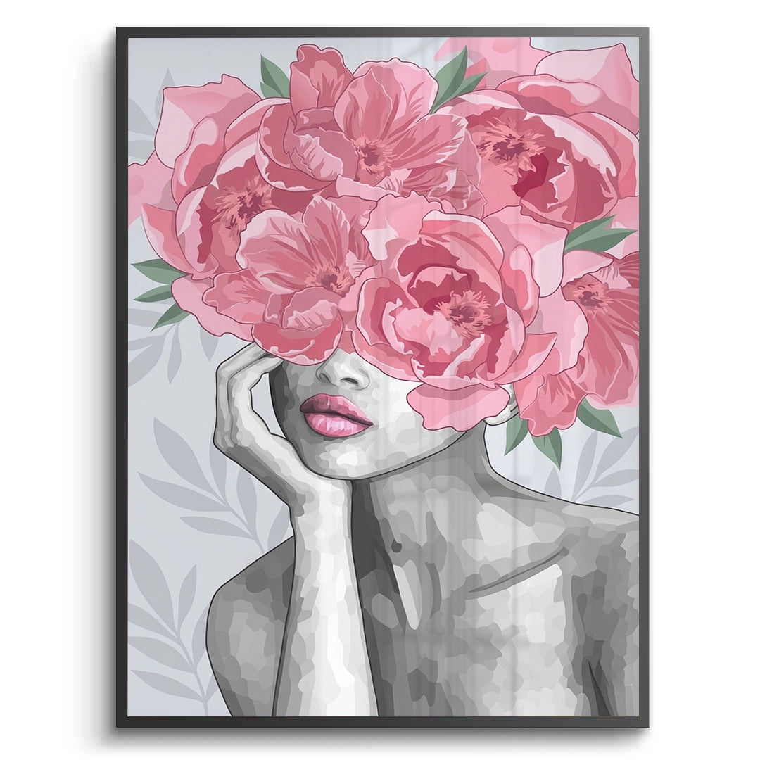 2Blushing Peonies Female Portrait - Fine Art