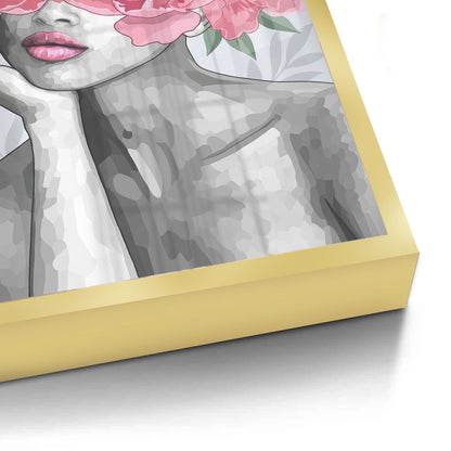 Blushing Peonies Female Portrait - Fine Art
