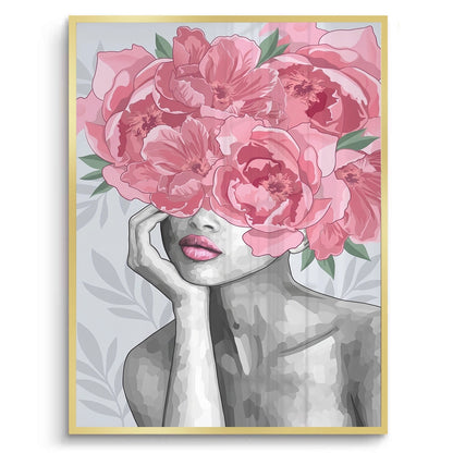 Blushing Peonies Female Portrait - Fine Art