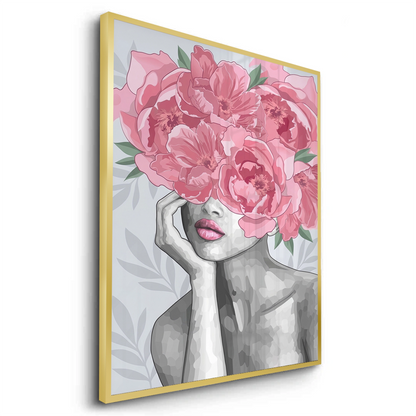 Blushing Peonies Female Portrait - Fine Art