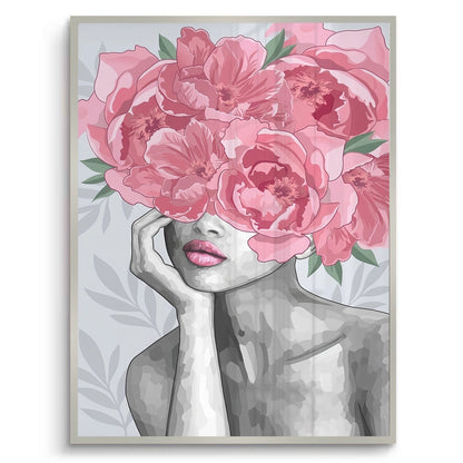 Blushing Peonies Female Portrait - Fine Art