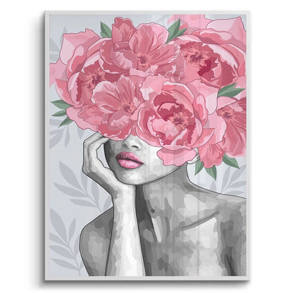 Blushing Peonies Female Portrait - Fine Art