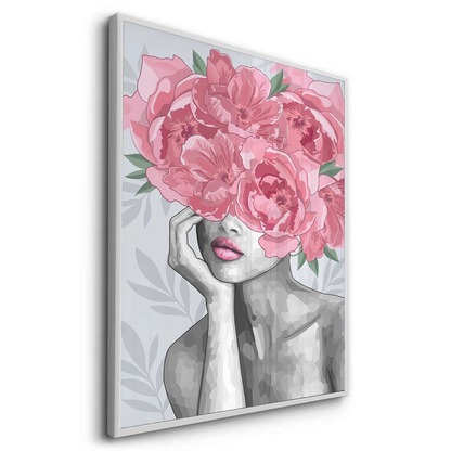 Blushing Peonies Female Portrait - Fine Art