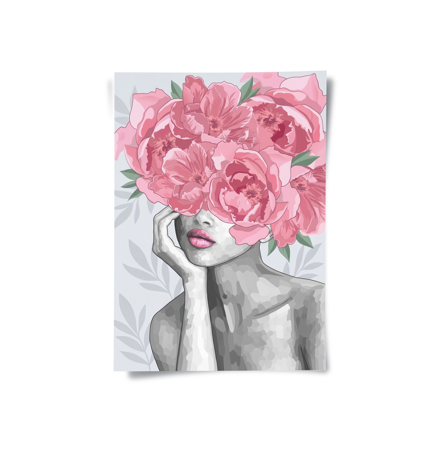 2Blushing Peonies Female Portrait - Poster