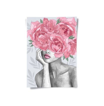 Blushing Peonies Female Portrait - Poster