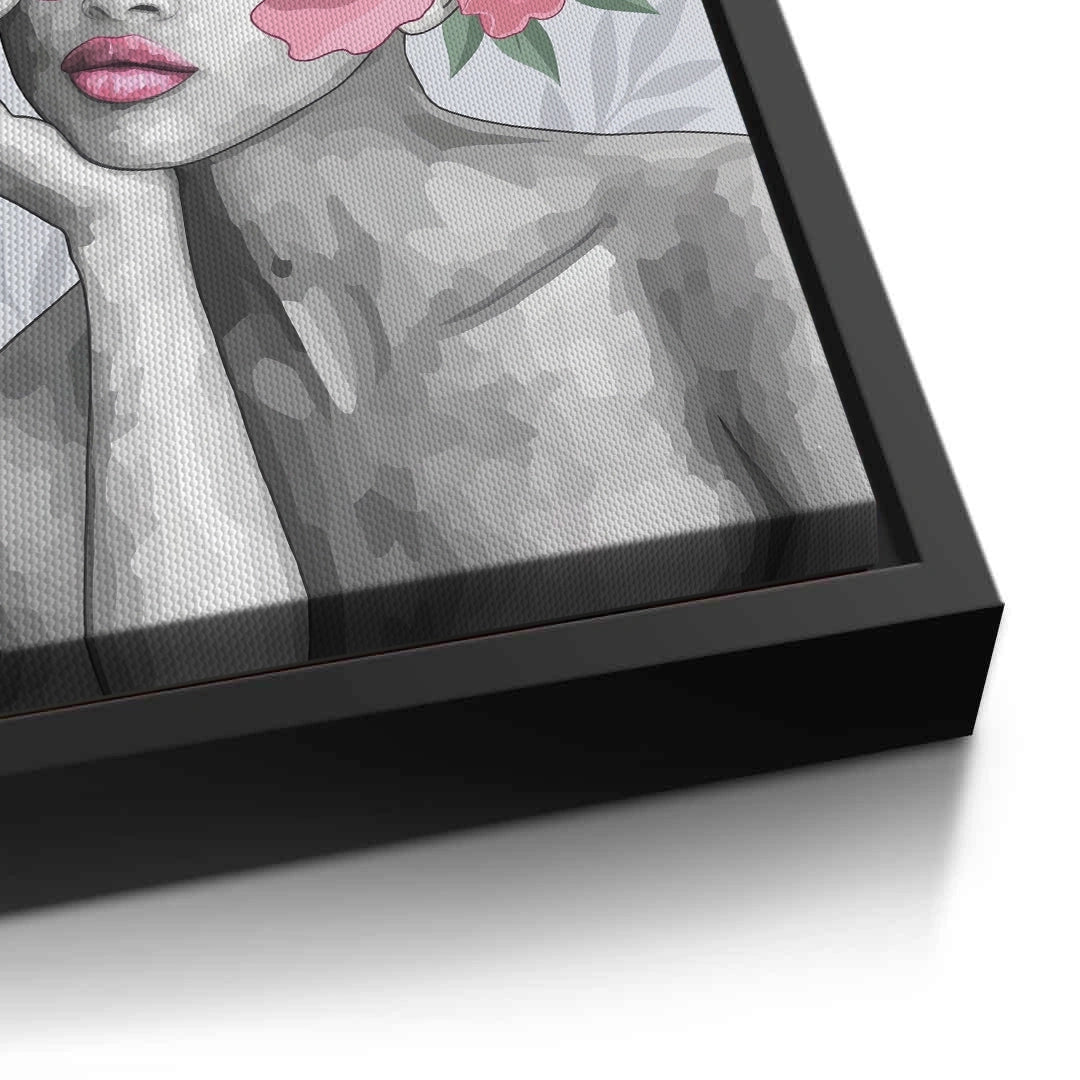2Blushing Peonies Female Portrait - Canvas