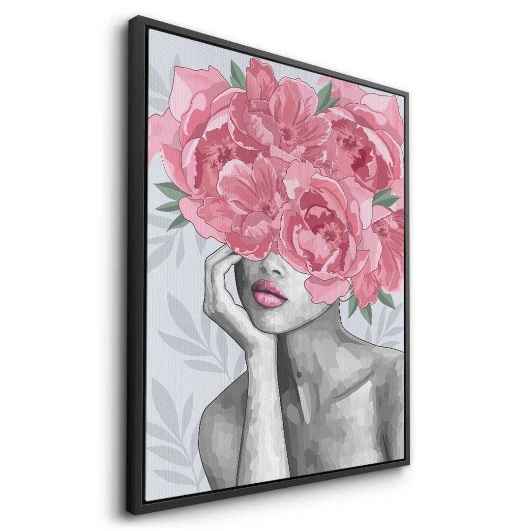 2Blushing Peonies Female Portrait - Canvas
