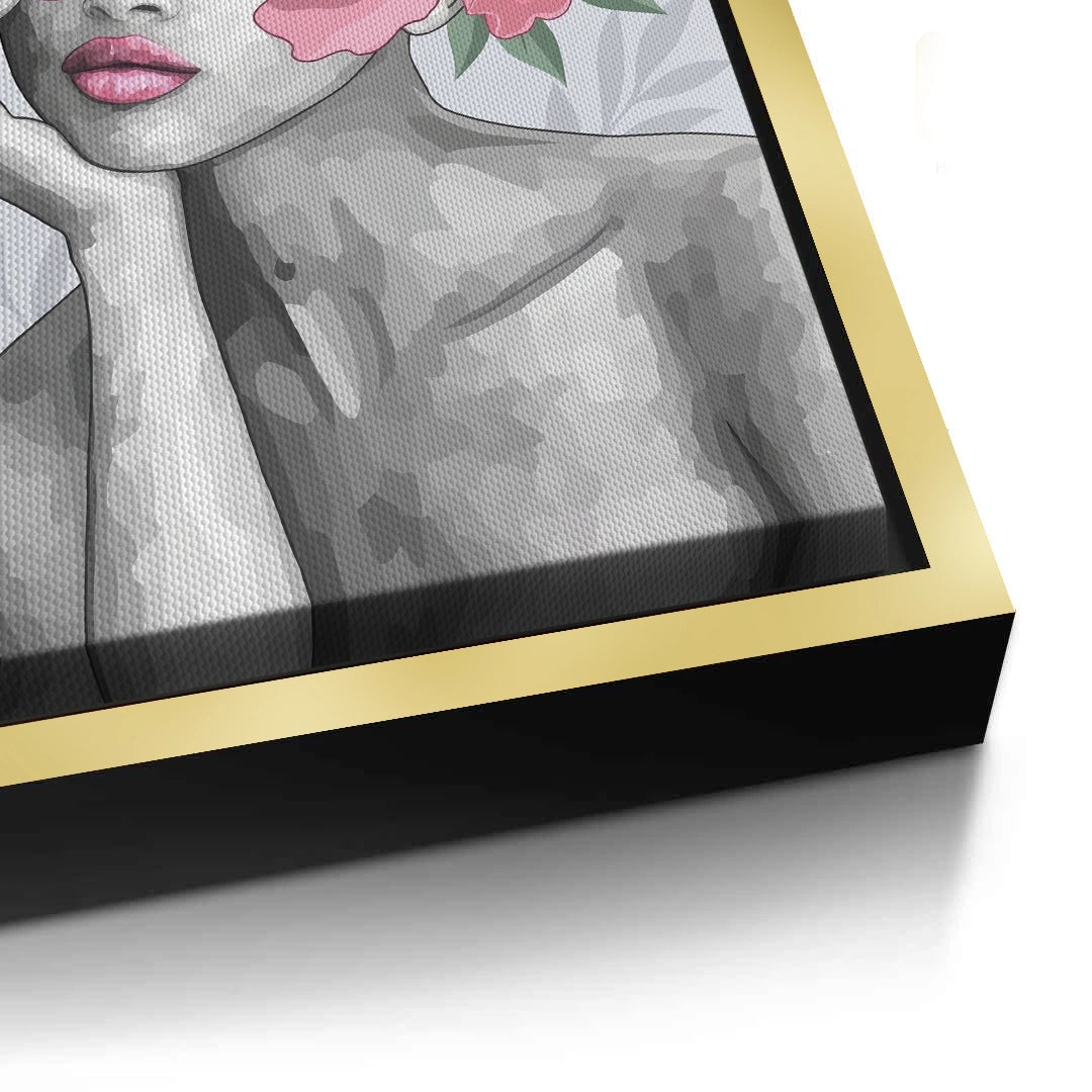 2Blushing Peonies Female Portrait - Canvas