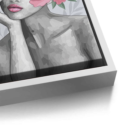 Blushing Peonies Female Portrait - Canvas