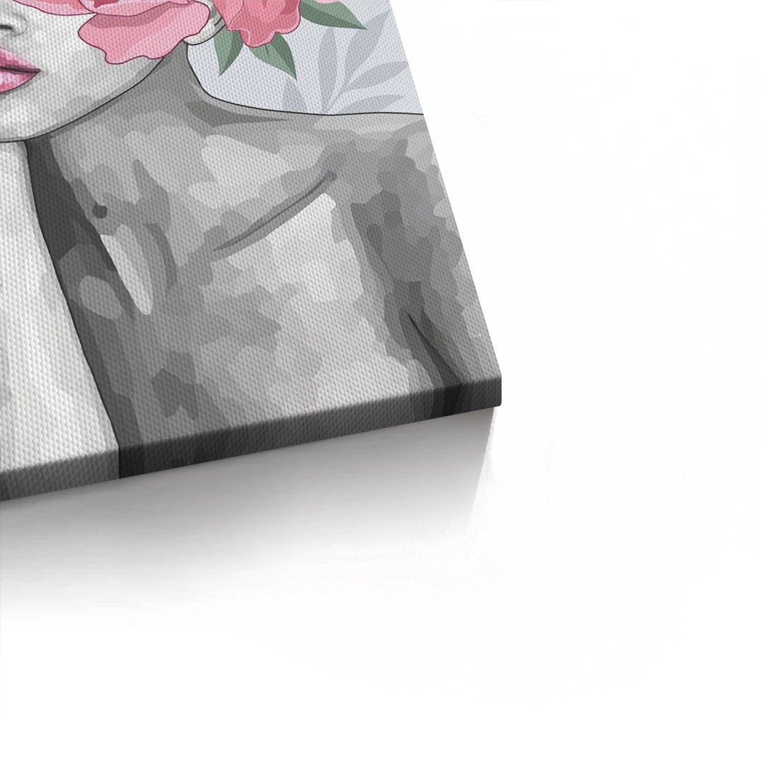 2Blushing Peonies Female Portrait - Canvas