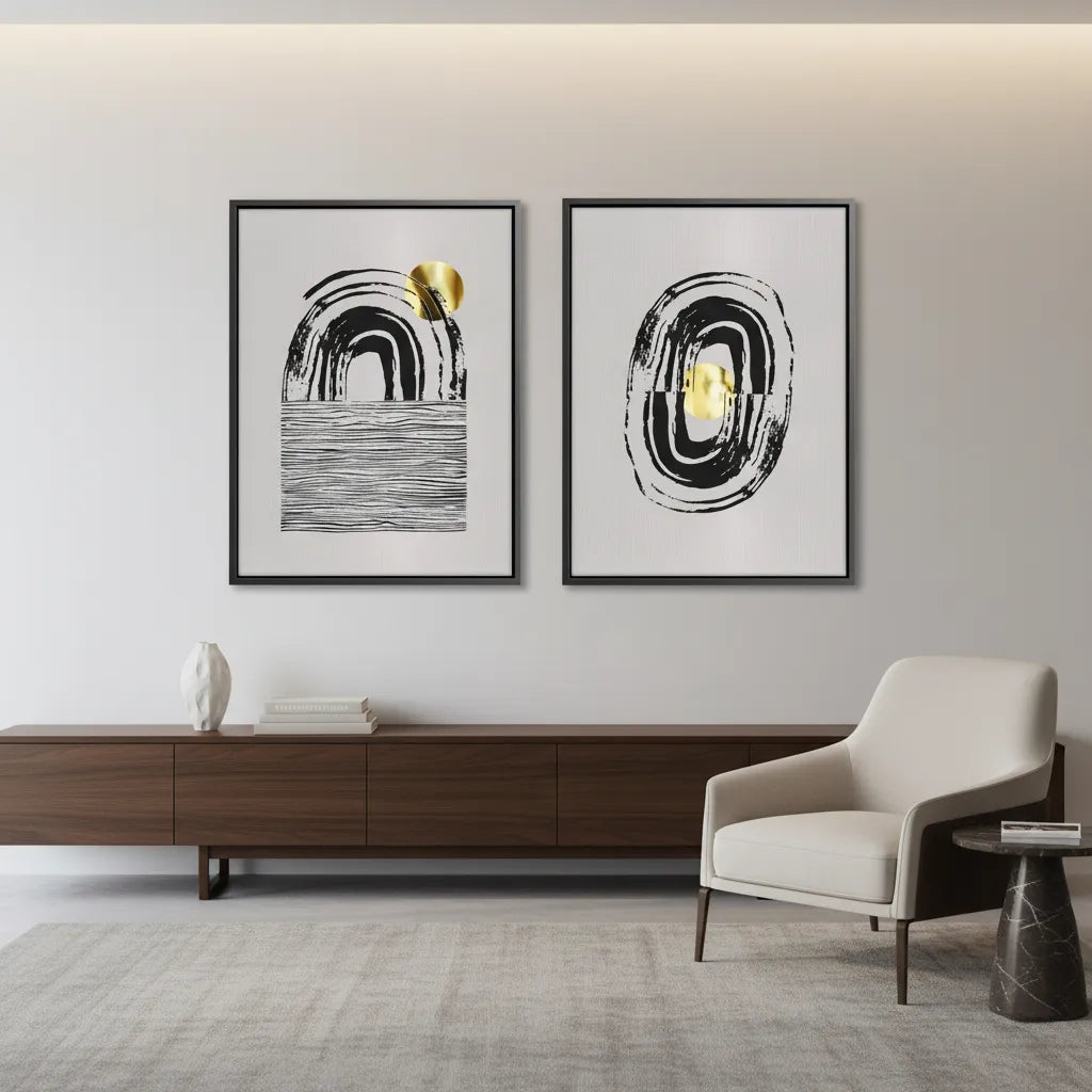 Bohemian Brushstroke Set of 2 - Canvas - Jasmineart.ae