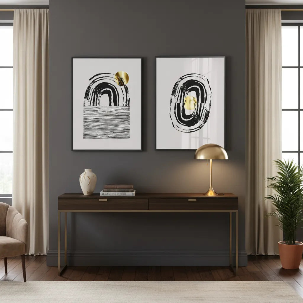 Bohemian Brushstroke Set of 2 - Fine Art - Jasmineart.ae
