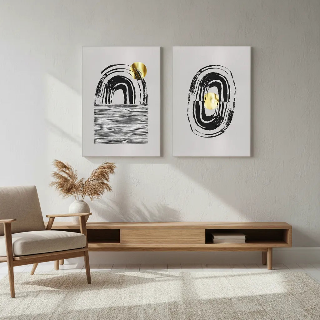 Bohemian Brushstroke Set of 2 - Canvas - Jasmineart.ae