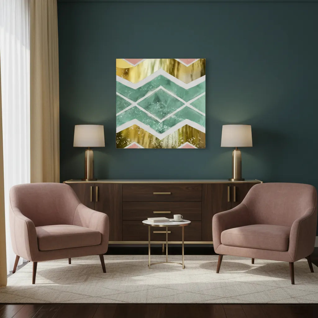 Bohemian Gold Geometric - Canvas - Jasmineart.ae