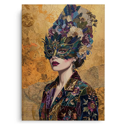 Bohemian Woman in Jeweled Mask - Canvas