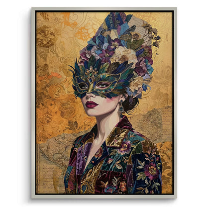 Bohemian Woman in Jeweled Mask - Canvas