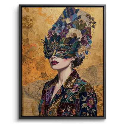 Bohemian Woman in Jeweled Mask - Canvas